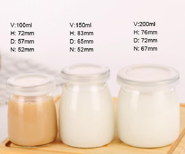 100ml 150ml 200ml Pudding Jar Yogurt Glass Jar with Metal Cap