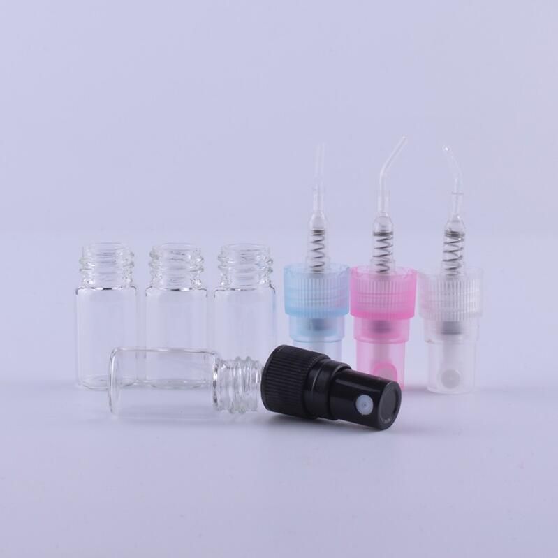 Top Quality Glass Pump Sprayer Bottles with 2 Colors Cap Vial Sample Test Bottle 2 Cc Mini Atomizer