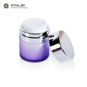 50ml 1.7oz Round Acrylic Airless Jar with Silver Cap