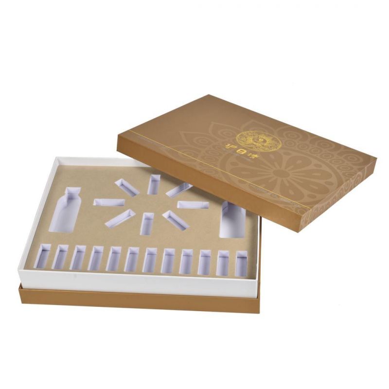 Custom Paper Skin Care Hard Cardboard Packaging Full Set Box Paper Gift Packing Golden Hot Stamping Printing Gift Box