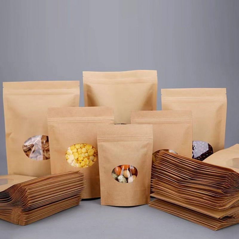 Kraft Paper Zipper Bag with Elips Clear Window