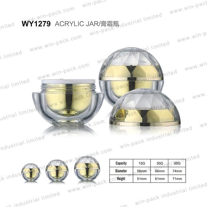 15g 30g 50g Luxury Unique Spherical Shape Acrylic Crystal Cream Jar Cream Jar