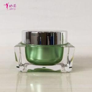 50g Octagonal Shape Acrylic Cream Jar with Silver Lid for Skin Care Packaging