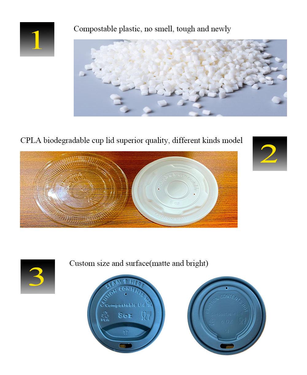 PLA Disposable Coffee Cup Lid, 100% Biodegradable and Compostable