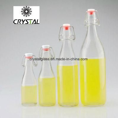 Glass Water Bottle 250ml with Top Clips