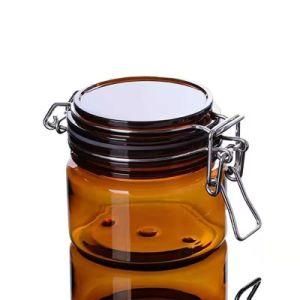 220ml Clear Amber Body Container Bath Salt Jar Empty Plastic Pet Bath Salt Bottle Brown Tansparent Seal Pot Locker Bottle