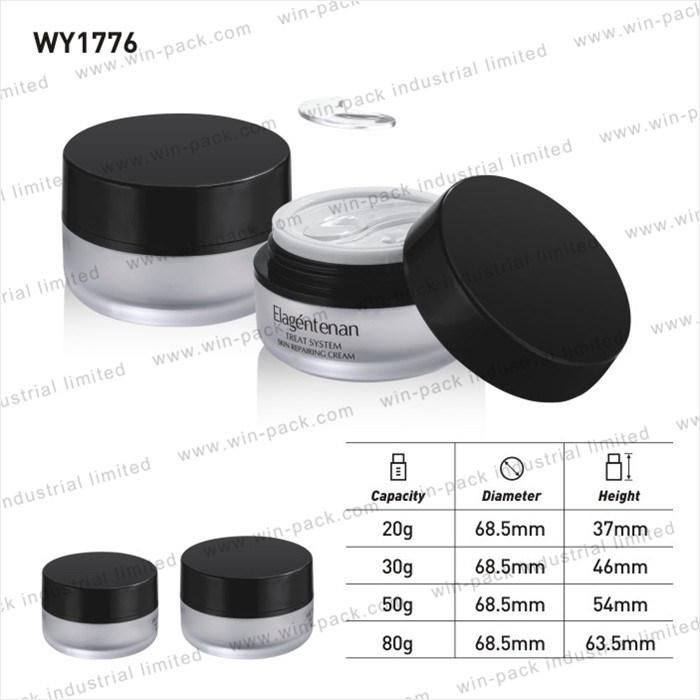 Winpack China Supply 30g Cosmetics Acrylic Jar with Matte Black Cap for Cream Packing