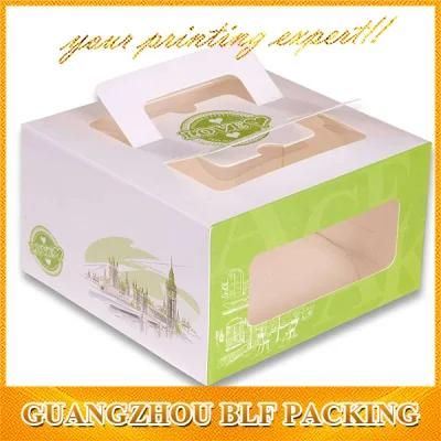 Printed Corrugated Paper Cake Box with Handle