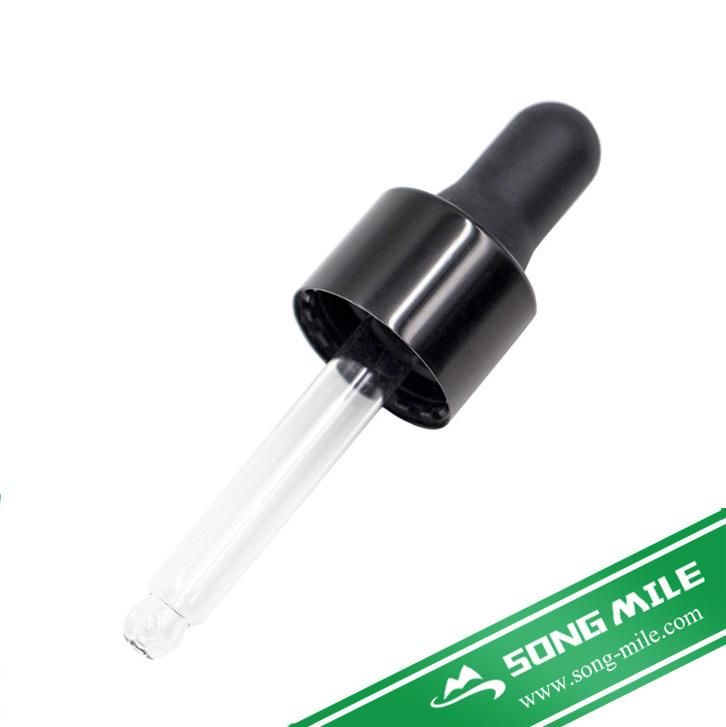 18/410 20/410 Matt Black Glass Tube Dropper for Cosmetic