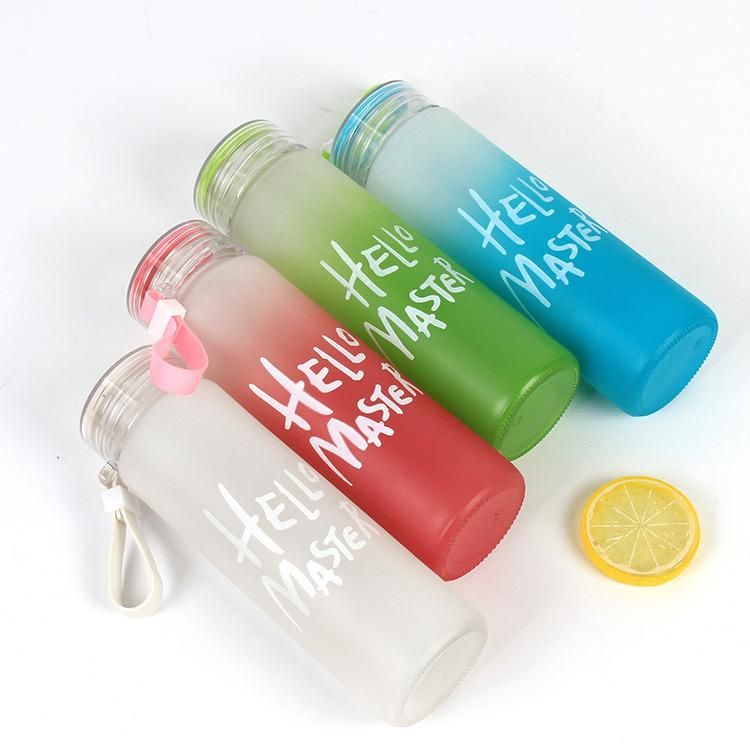 Colorful Glass Water Bottle with Lid