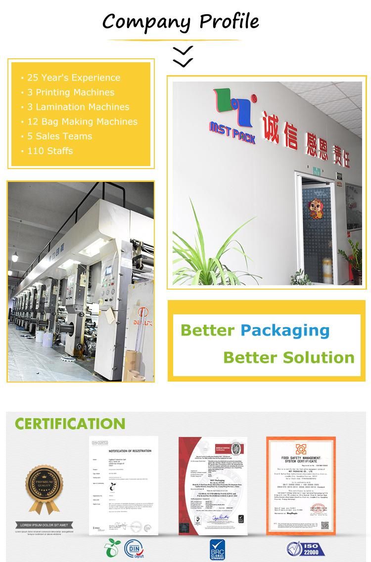 Gravure Printing Customized Style 3 Side Seal Food Bag