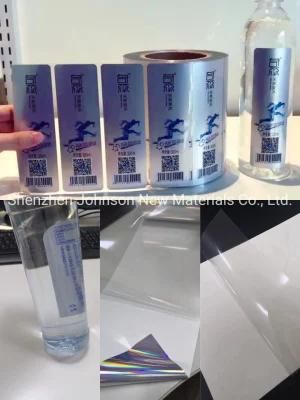 Szjohnson Self Adhesive Transparent BOPP with 38 Mic Clear Pet Liner for Water Bottle Label Printing