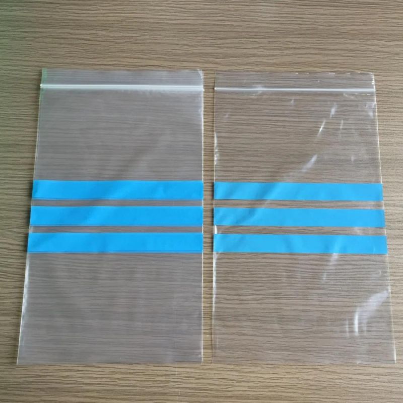 Three Blue Strips Printed Plastic Zipper Bag Food Packaging Bag Reusable