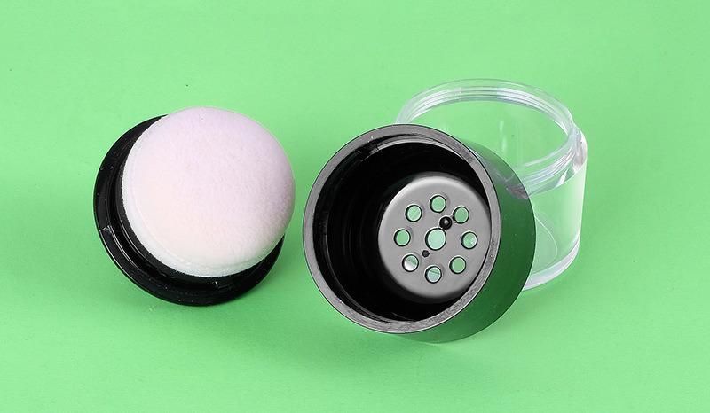 10g Empty Plastic Transparent Clear Loose Powder Case with Puff