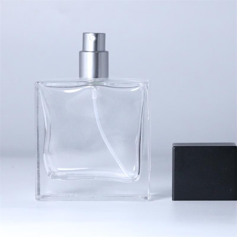 Wholesale Custom Logo 50ml Black Cap Perfume Bottle Glass