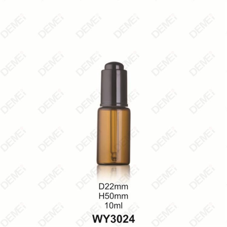 5ml-20ml Wholesale Cosmetic Packaging D20.5mm Stright Round Clear and Amber Serum Essential Oil Tube Glass Bottle with Gold Aluminum Press Button Dropper Cap