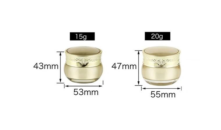 15g 20g Cosmetic Gold Acrylic Cream Jar with Gold Lid