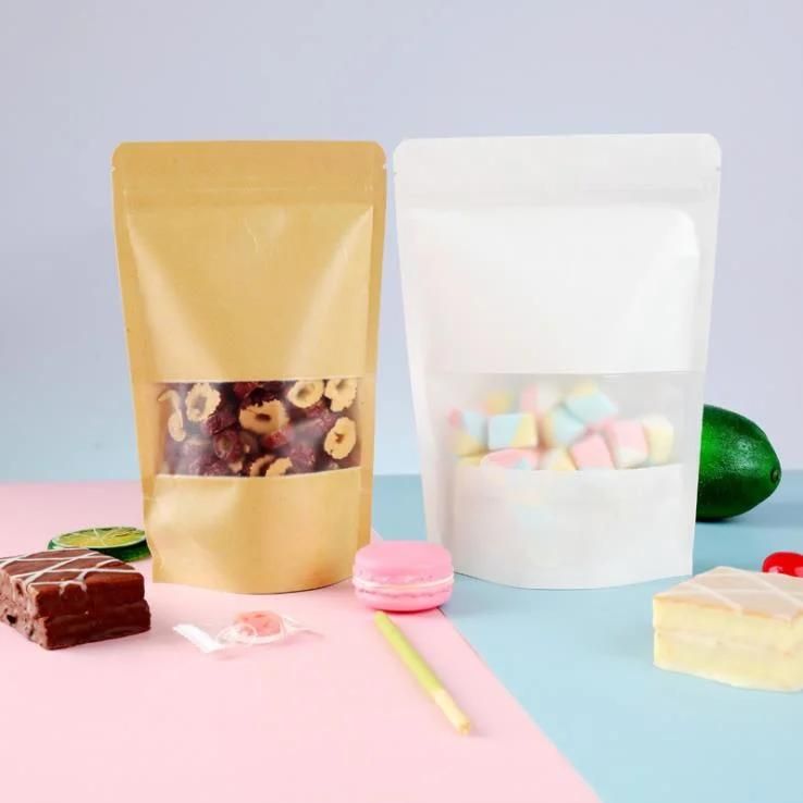 Thick Kraft Paper Self-Supporting Sealing Bag Nut Tea Food Packaging Bag Dried Fruit Sealed Bag