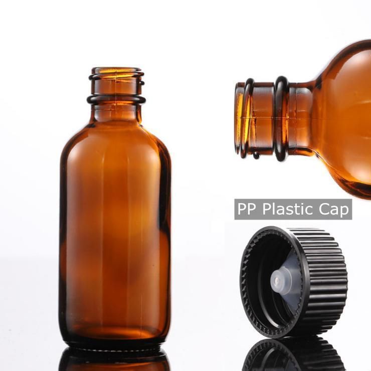 15ml 30ml 60ml 120ml 240ml 480ml Amber Boston Essential Oil Bottle with Imitation Bakelite Cap PP Plastic Cap