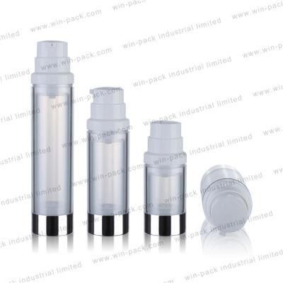 20ml 50ml Custom Color San Airless Lotion Bottle with Shiny Silver Bottom