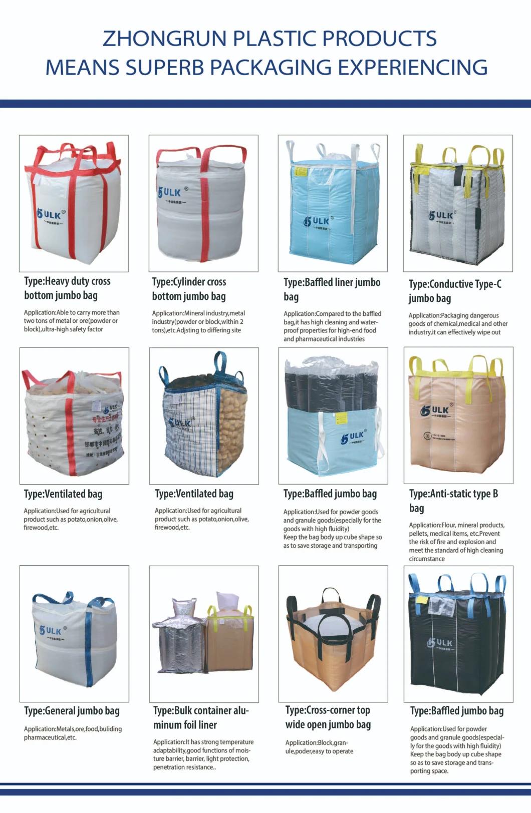 Jumbo Bag 2022 New Bulk Bag, One Tonne Bag with Printing, Top Full Open Bag 5: 1 Safety Factor