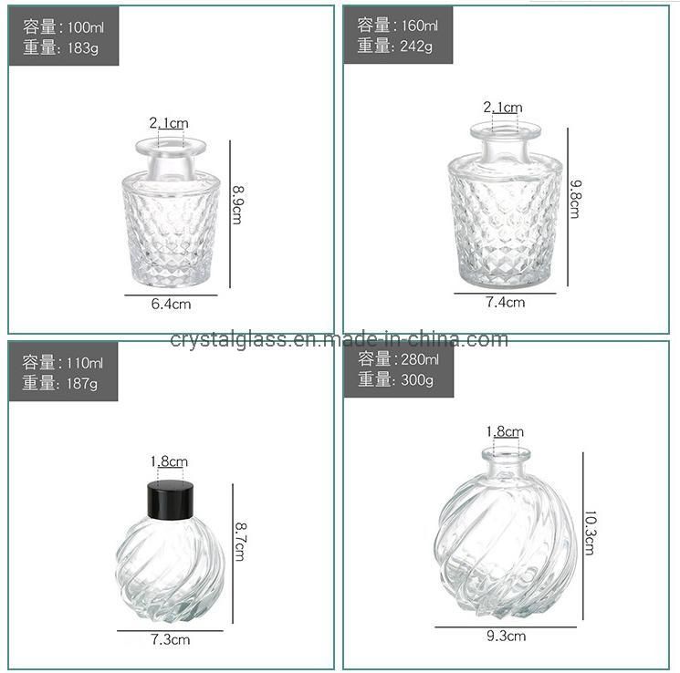 Customized Design 150ml Flat Round Aromatherapy Oil Perfume Diffuser Bottles Glass with Lids