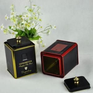 Custom Metal Vintage Square Airtight Black Box Tea Tin