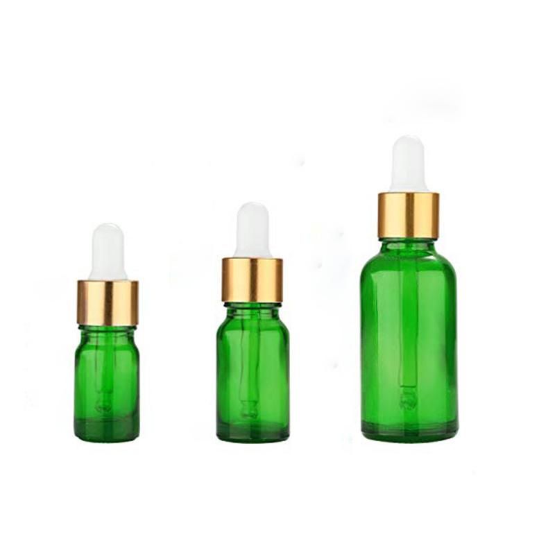 5ml 10ml 15ml Green Glass Bottle for Cosmetic Essential Oil with Eye Dropper