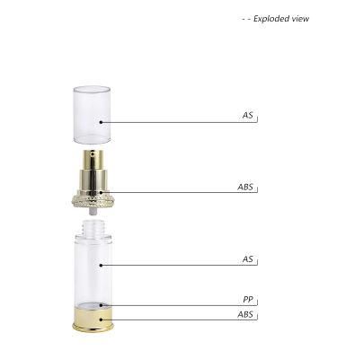 30ml 50ml 60ml Gold Cylinder Cosmetic Airless Bottle
