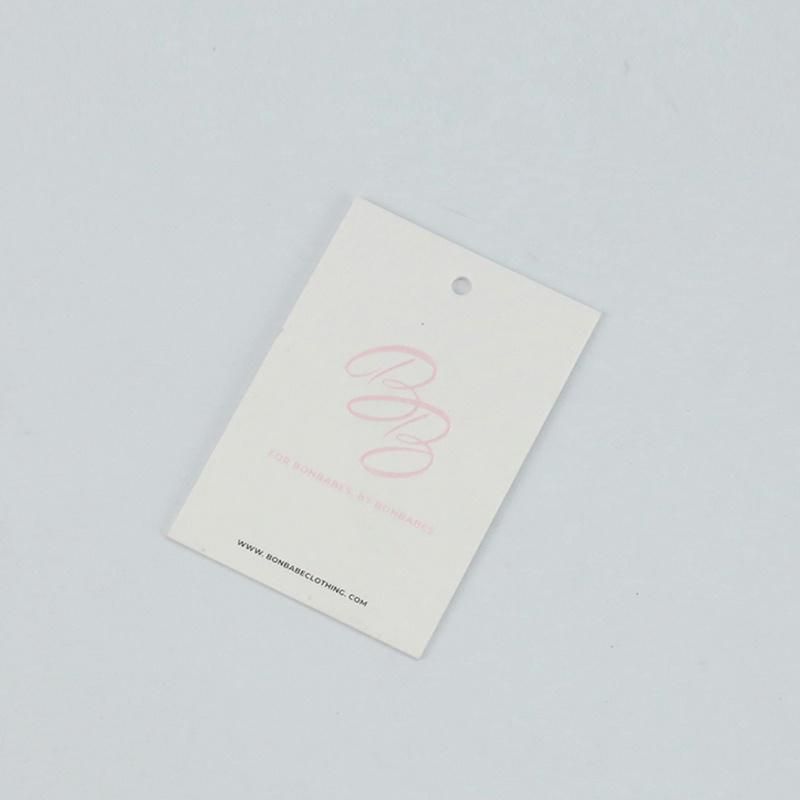 1mm 1000GSM Thick Paper Pink Logo Debossed 4*4cm Hangtag