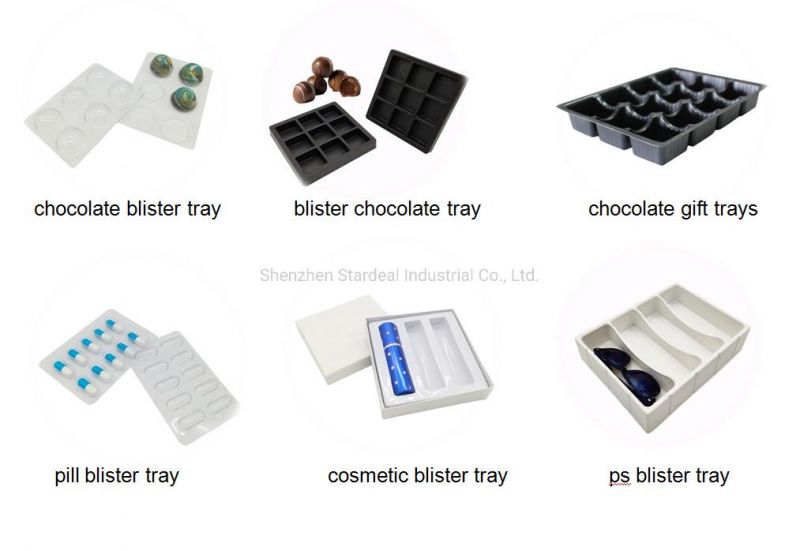Thermoformed Rectangular Chocolate Square Cavity Clear Plastic Trays