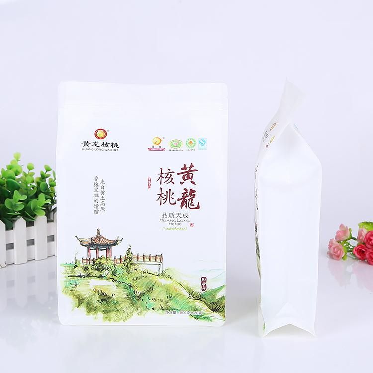 Quad Seal Kraft Bag for 250g 500g 1kg Compostable Food Packaging Bag