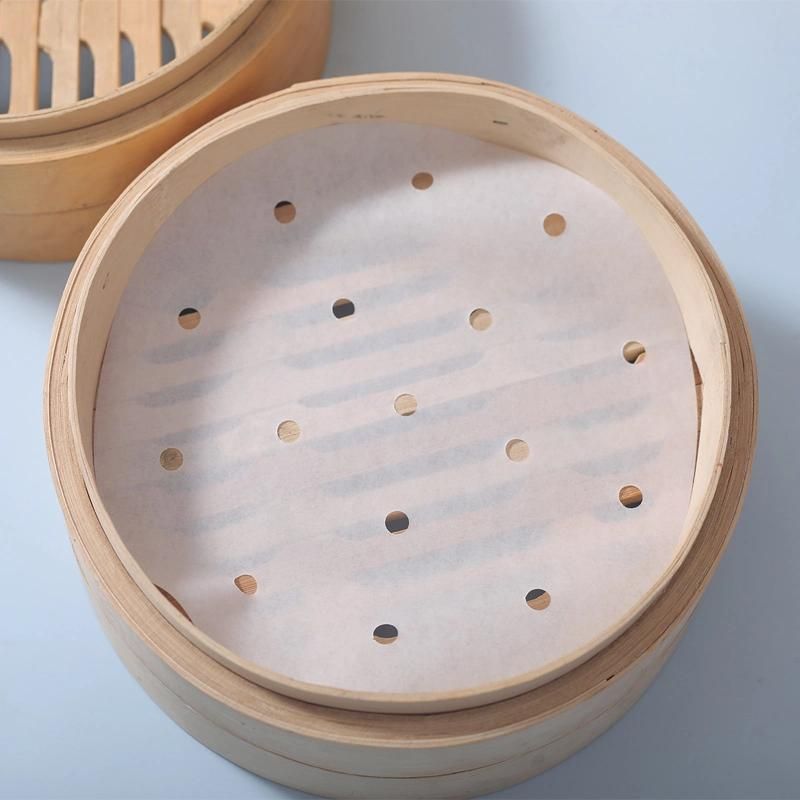 High Quality Household Baking Dim Sum Steamer Baking Paper Round Air Fryer Preforated Steaming Paper for Steaming