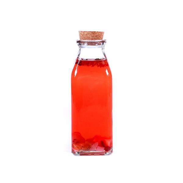 Square 330ml Juice Beverage Water Milk Tea Fruit Glass Bottles