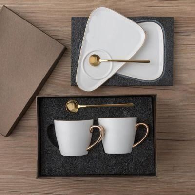 Light European Luxurious Ceramic Coffee Mug Set Packaging Gift Box