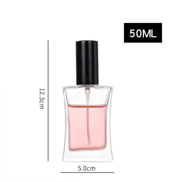 50ml Square Perfume Glass Bottle with Spray Caps