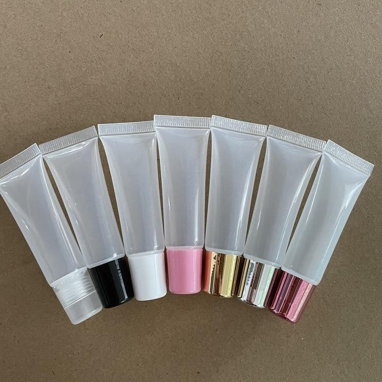 Empty Lip Gloss Soft Tube Packaging with Gold Silver Lid