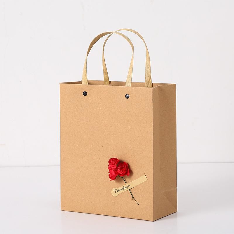 Disposable Kraft Paper Food Packaging Bags for Shopping Gift