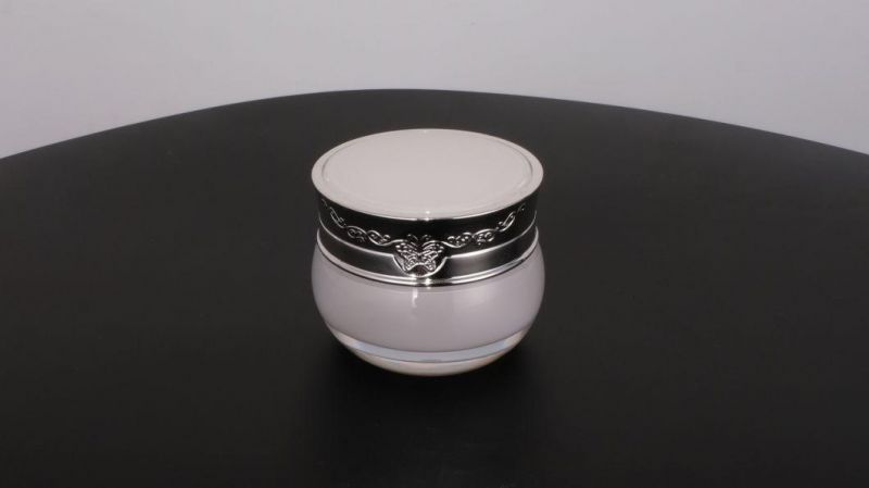 15g 20g Cosmetic White Acrylic Cream Jar with Silver Lid