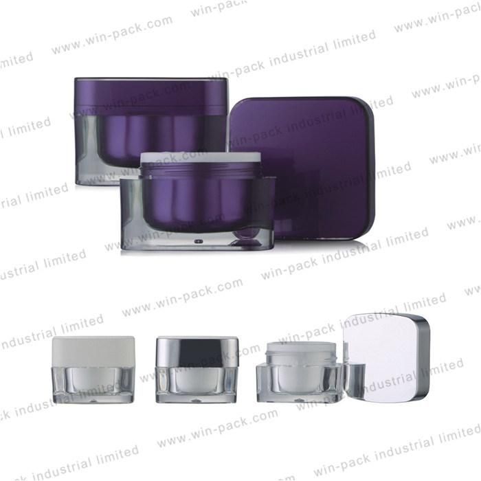 Winpack Fancy Empty Acrylic 5g 30g 50g Cream Jar with Shiny Silver Cap