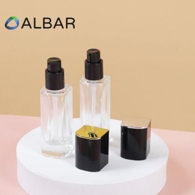 High Purity Clear Glass Bottles for Cosmetics Skin Care Lotion with Press Pumps