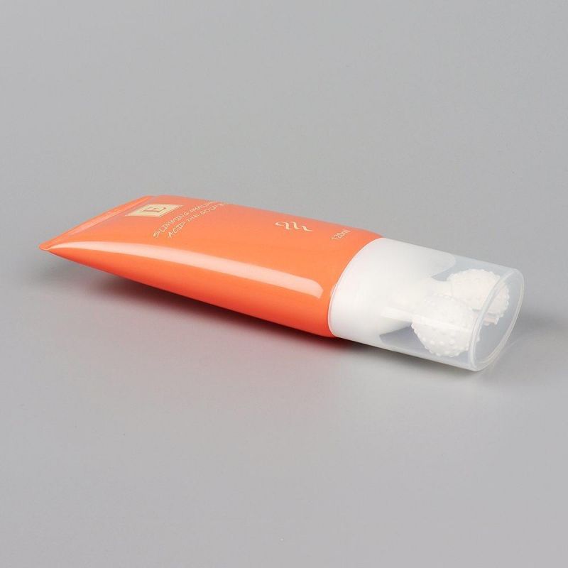 Plastic Cosmetic Tube with Two Massage Applicator Roller on Bottle for Face Neck and Body Products Usage