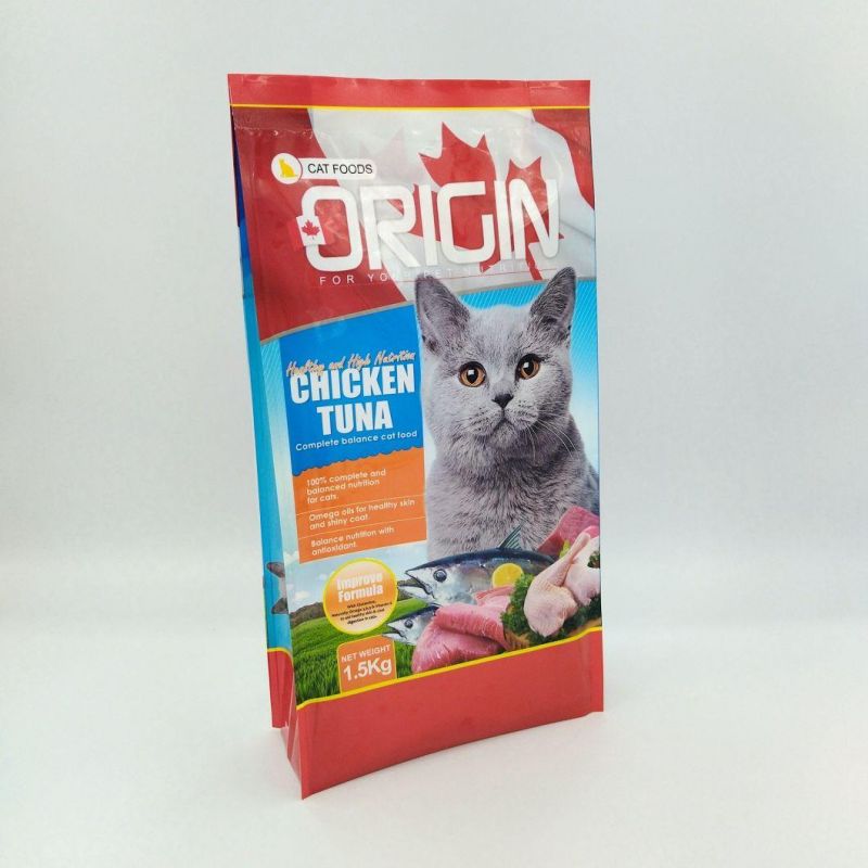 Custom Pet Dog Food Packaging Flat Bottom Plastic Zipper Bags