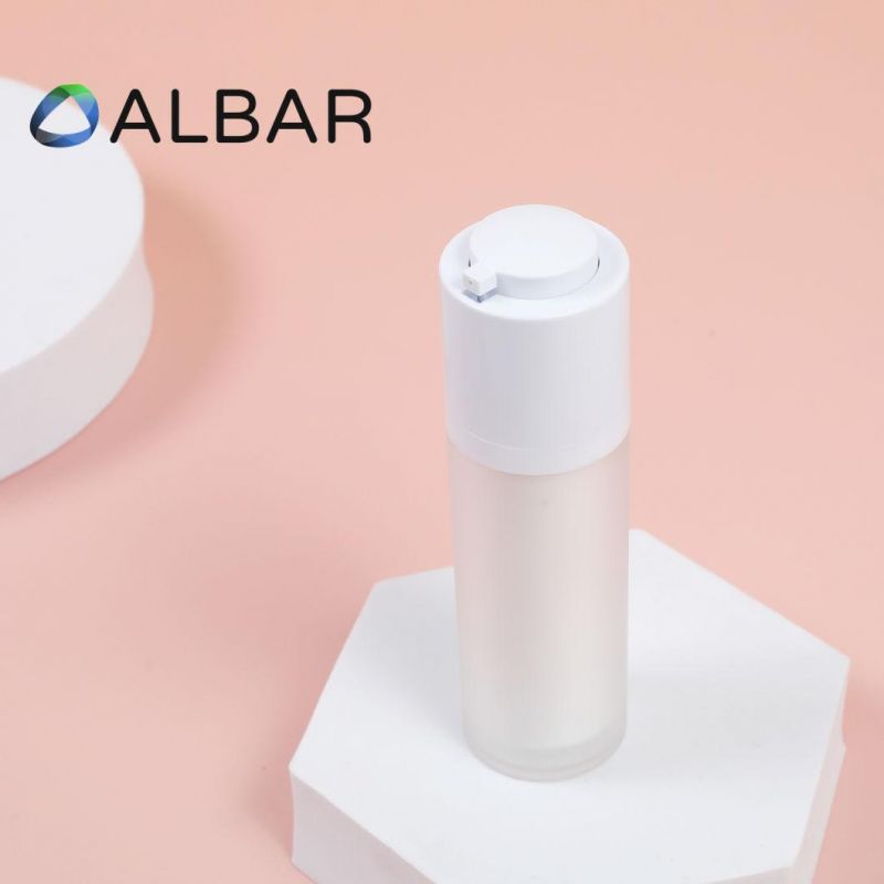 Round Double Layer White Frosted Matte Airless Plastic Bottles for Body and Skin Care