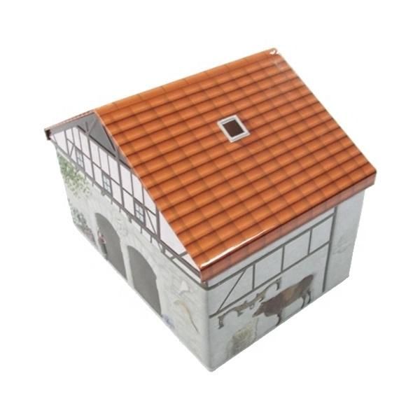 Interesting Tin Box House Shape Design Storage Box Packaging Box Container with Big Volume
