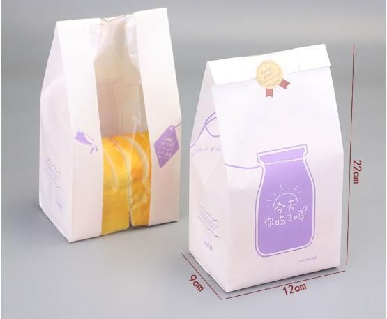 Bread Toast Bag Food Packaging Bag Baking Packaging Paper Bag Greaseproof Paper Bag Kraft Paper Bread Window Bag Food Storage Box