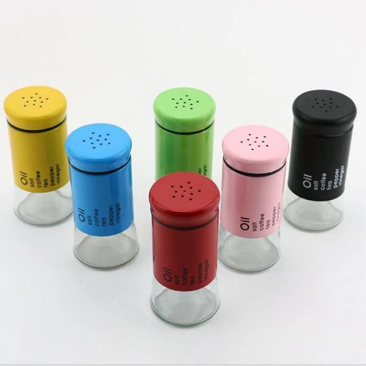 Spice Jar Salt Pepper Glass Bottles with Metal Cover