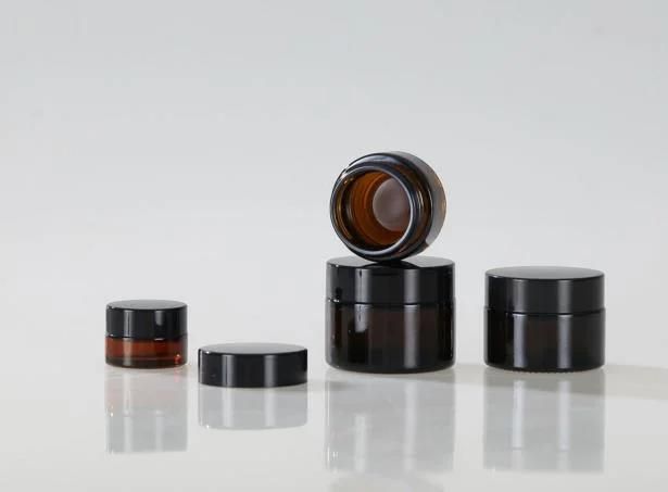 Amber Glass Round Cosmetic Cream Jars 20ml 30ml 50ml