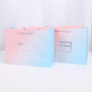 Gradient Color Colorful Portable Paper Bags, Clothing Jewelry Shopping Gift Wrapping Paper Bags