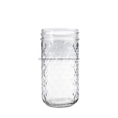 Mason Jelly Jars 12oz Quilted Crystal Glass Regular Mouth